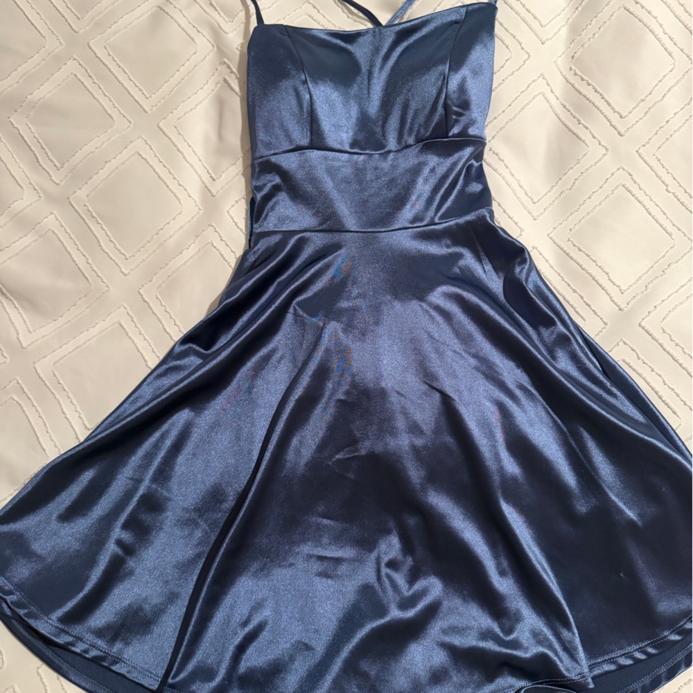 Elegant blue Satin Dress